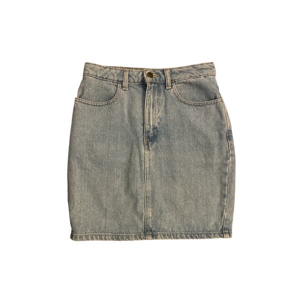 Women S American Apparel Jeans Denim Mini Skirt Straight Medium Wash High Rise - Picture 1 of 5